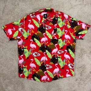 NFL KC Chiefs Tropical Flamingo Print Men's Shirt Size XL Football